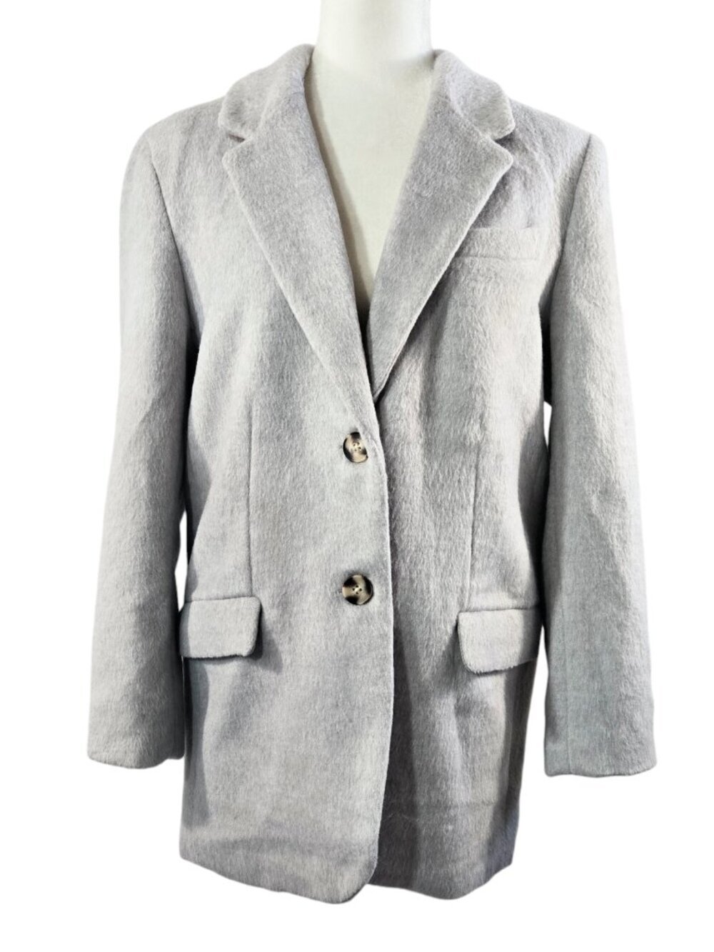 Dynamite NWT Manteau Wool Blend Gray Fuzzy Blazer Coat Capsule Oversized